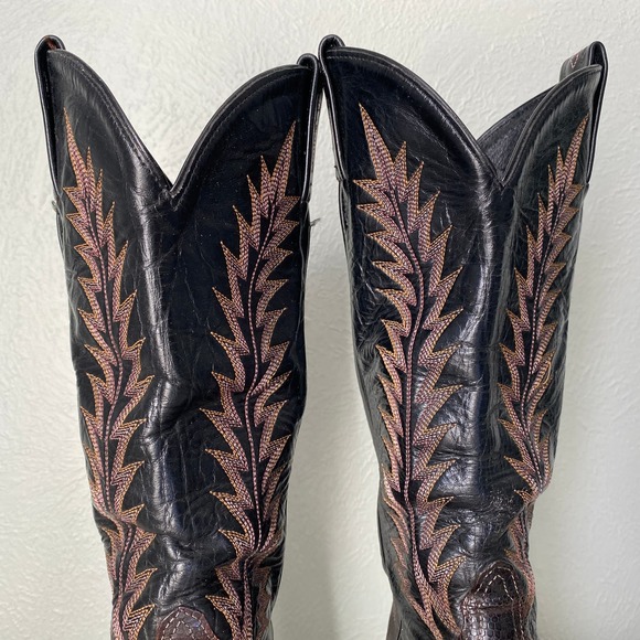 Vintage 1970s Tony Lama Cowboy Boots Teju Lizard Women's Dark Brown Size 5.5 M - Picture 5 of 14